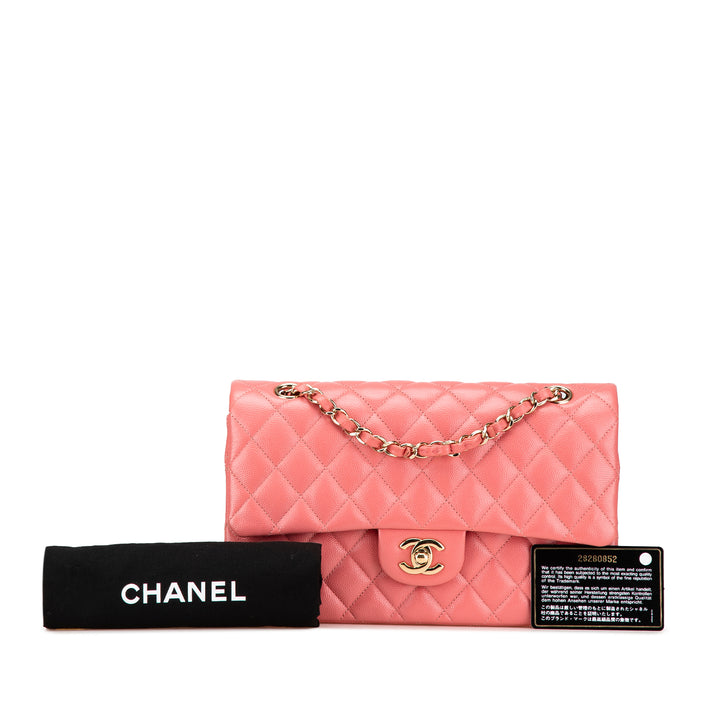 Medium Classic Caviar Double Flap Pink - Gaby Paris