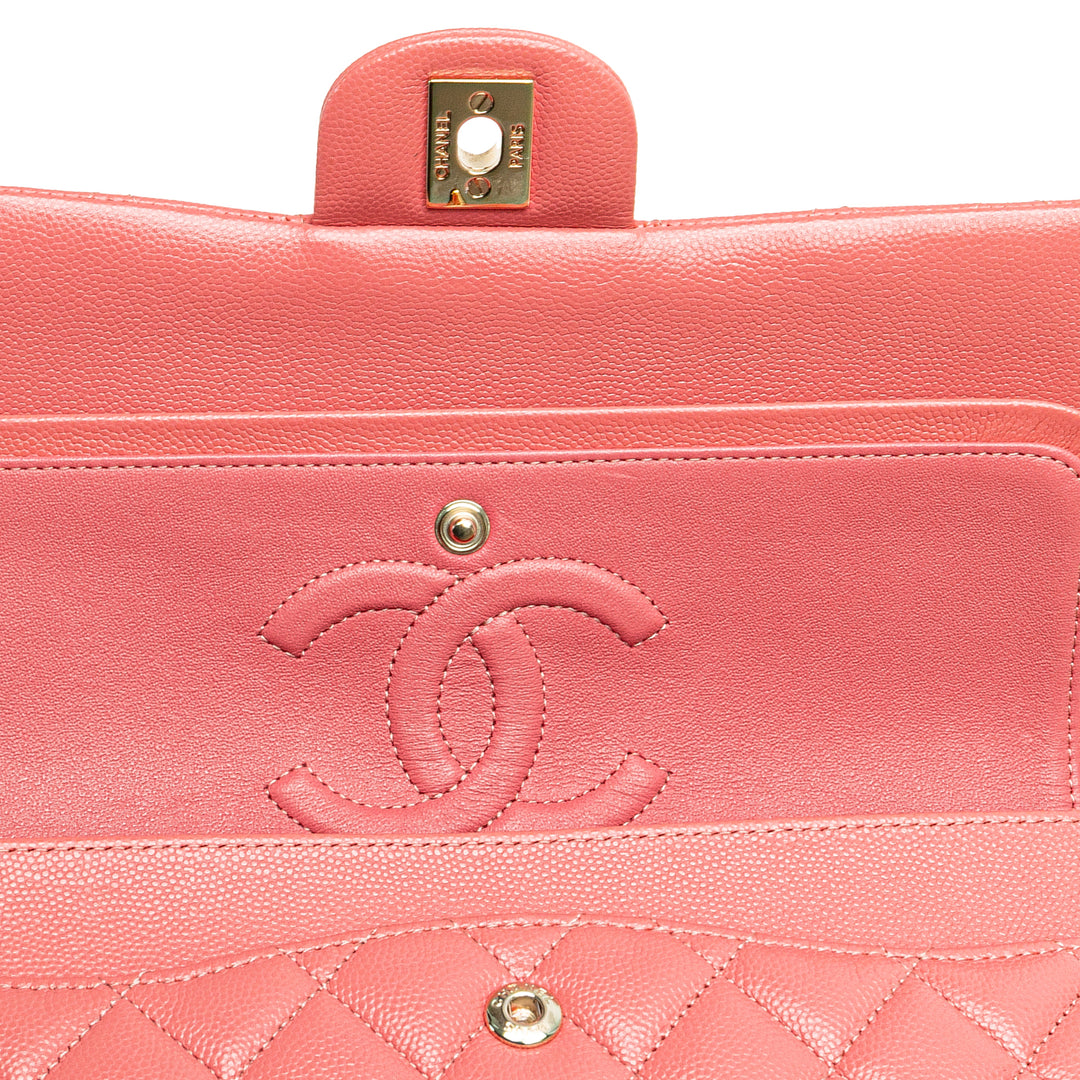 Medium Classic Caviar Double Flap Pink - Gaby Paris