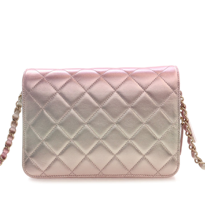 Matelassé Gradient Métallisé Like A Portefeuille à rabat Grand Cuir d'agneau Rose