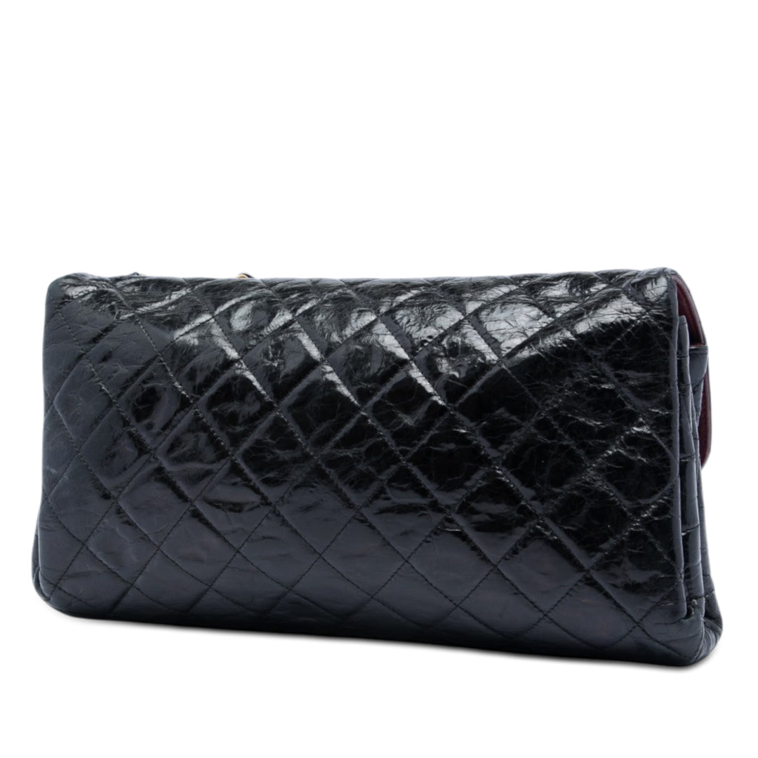 Chanel Jumbo CC Matelassé Crumpled Cuir de veau Straight à rabat