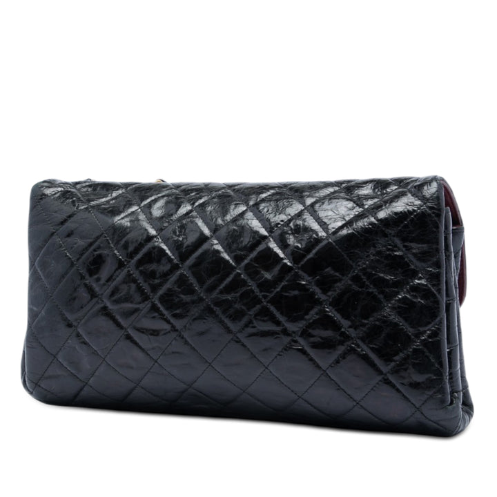 Chanel Jumbo CC Matelassé Crumpled Cuir de veau Straight à rabat