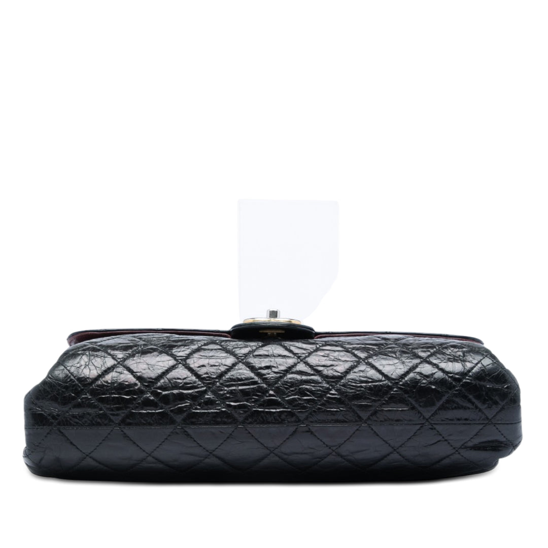 Chanel Jumbo CC Matelassé Crumpled Cuir de veau Straight à rabat