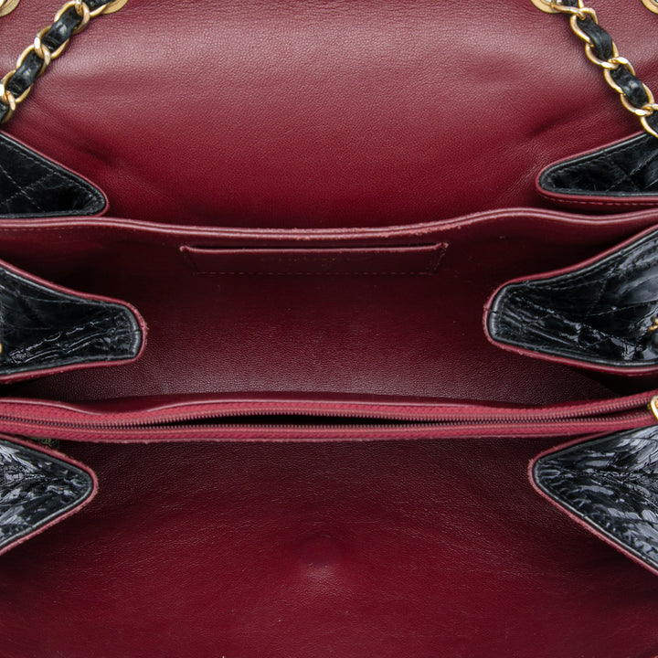 Chanel Jumbo CC Matelassé Crumpled Cuir de veau Straight à rabat