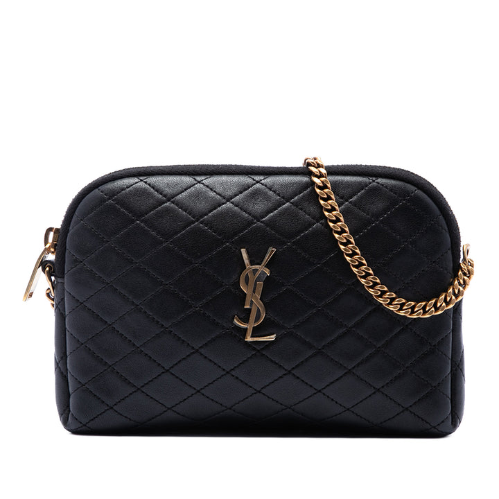 Saint Laurent Matelassé Gaby Zippé Pochette Mini Cuir d'agneau Noir