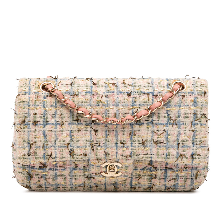 Chanel Medium Classic Boucle Tweed Double rabat Rose