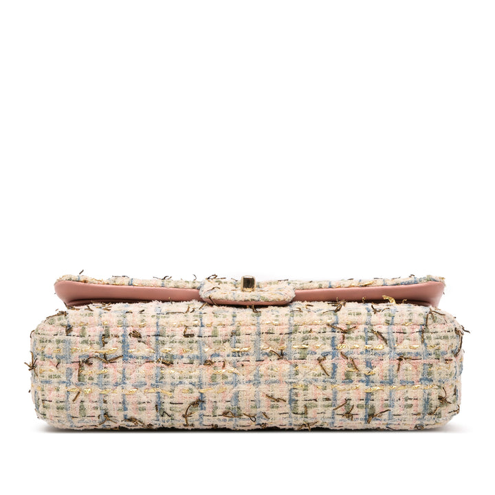 Chanel Medium Classic Boucle Tweed Double rabat Rose