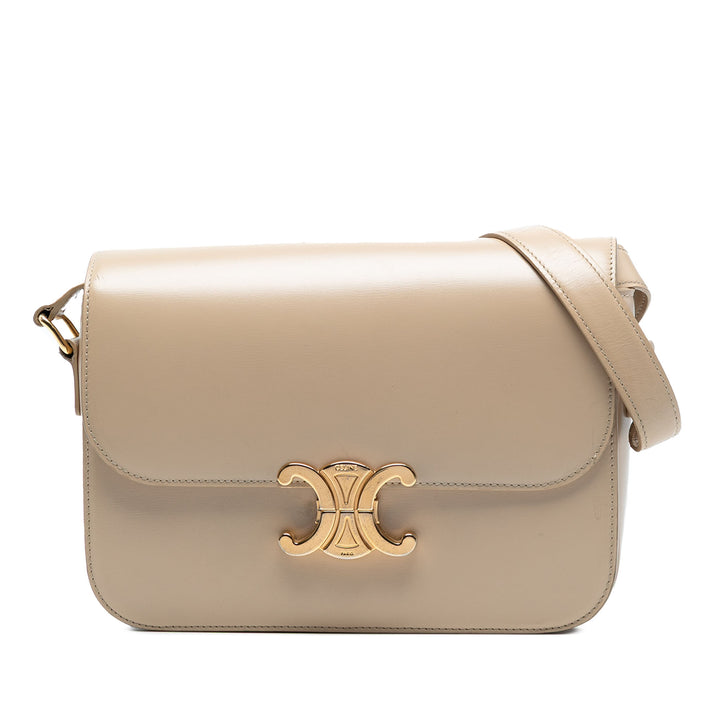 Celine Classique Shiny Cuir de veau Triomphe Sac porté croisé Marron