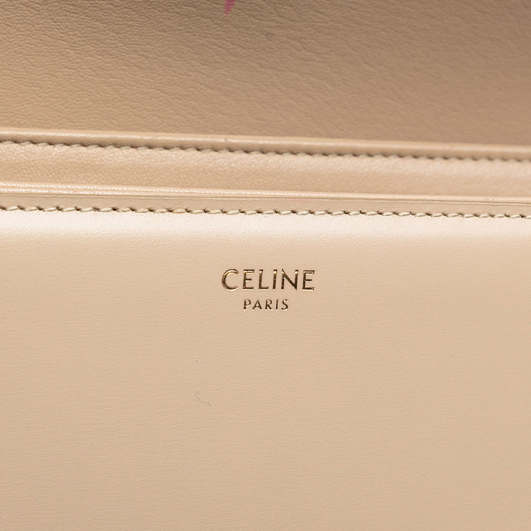 Celine Classique Shiny Cuir de veau Triomphe Sac porté croisé Marron