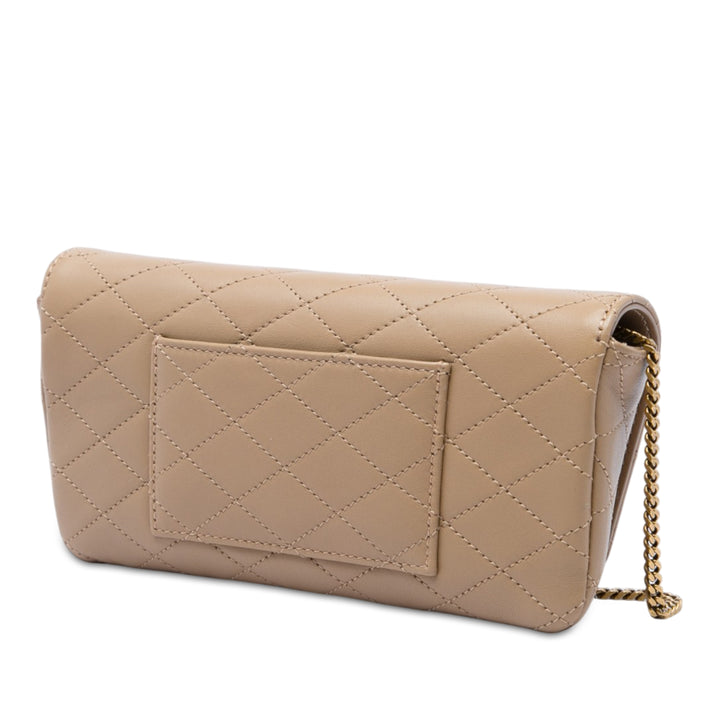 Saint Laurent Matelassé Gaby Étui téléphone Sac Cuir d'agneau Marron