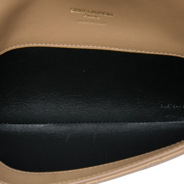 Saint Laurent Matelassé Gaby Étui téléphone Sac Cuir d'agneau Marron