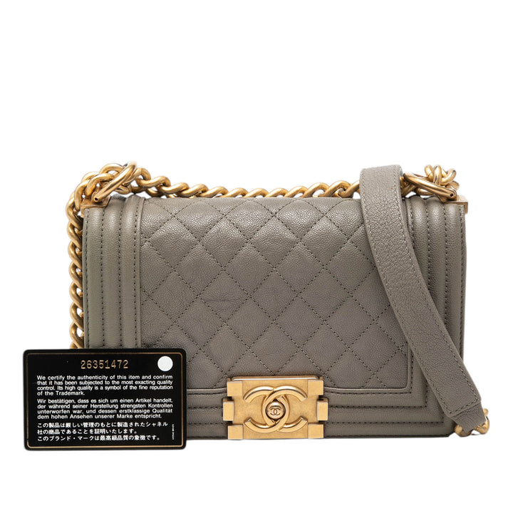 Chanel Matelassé Boy à rabat Petit Cuir caviar