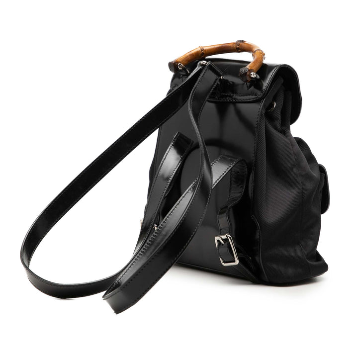 Gucci Nylon et Cuir verni Bamboo Drawstring Sac à dos