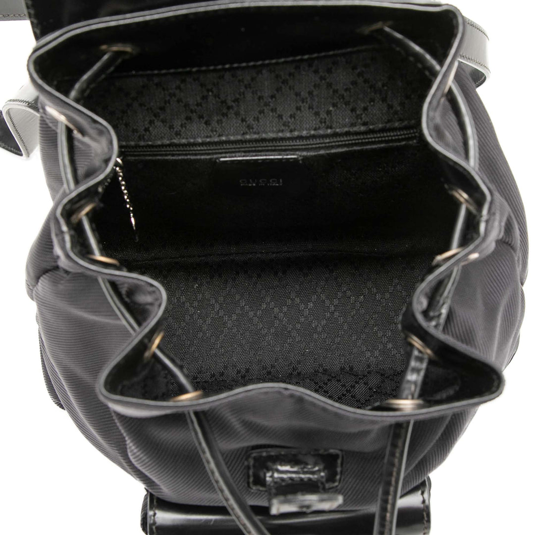 Gucci Nylon et Cuir verni Bamboo Drawstring Sac à dos
