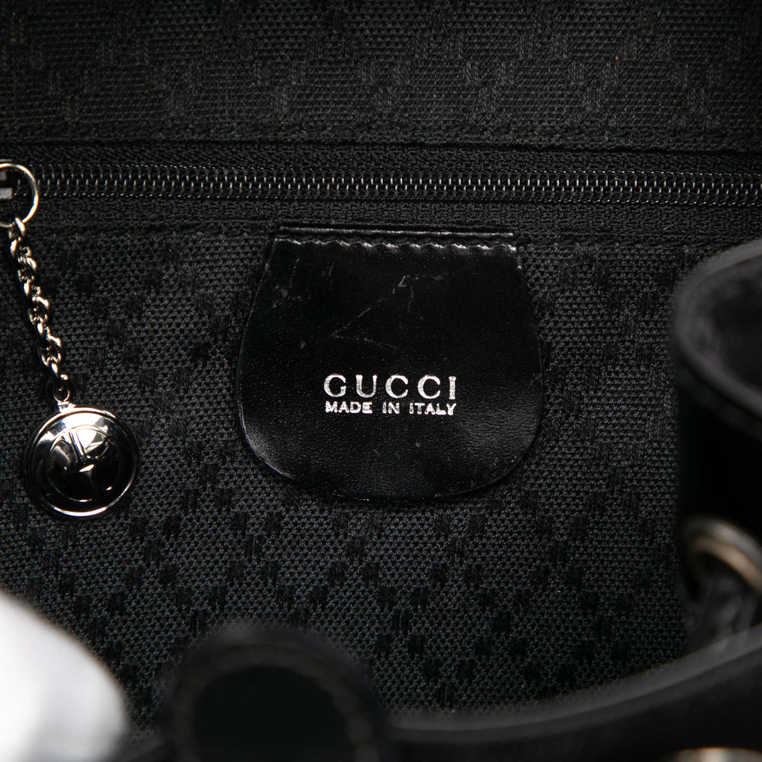 Gucci Nylon et Cuir verni Bamboo Drawstring Sac à dos