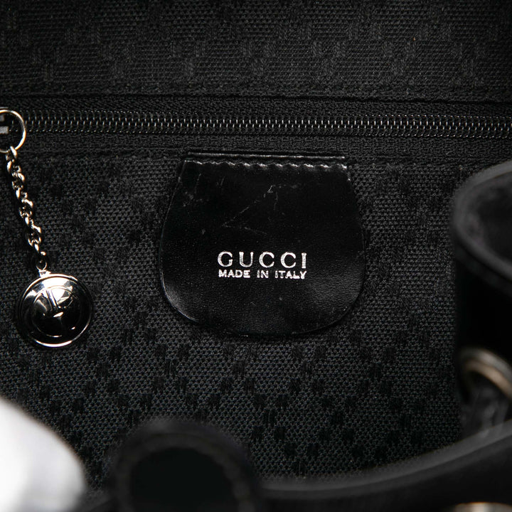 Gucci Nylon et Cuir verni Bamboo Drawstring Sac à dos
