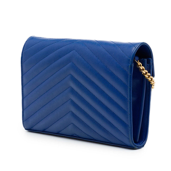 Grain De Poudre Chevron Enveloppe Chaîne Portefeuille Monogram Bleu