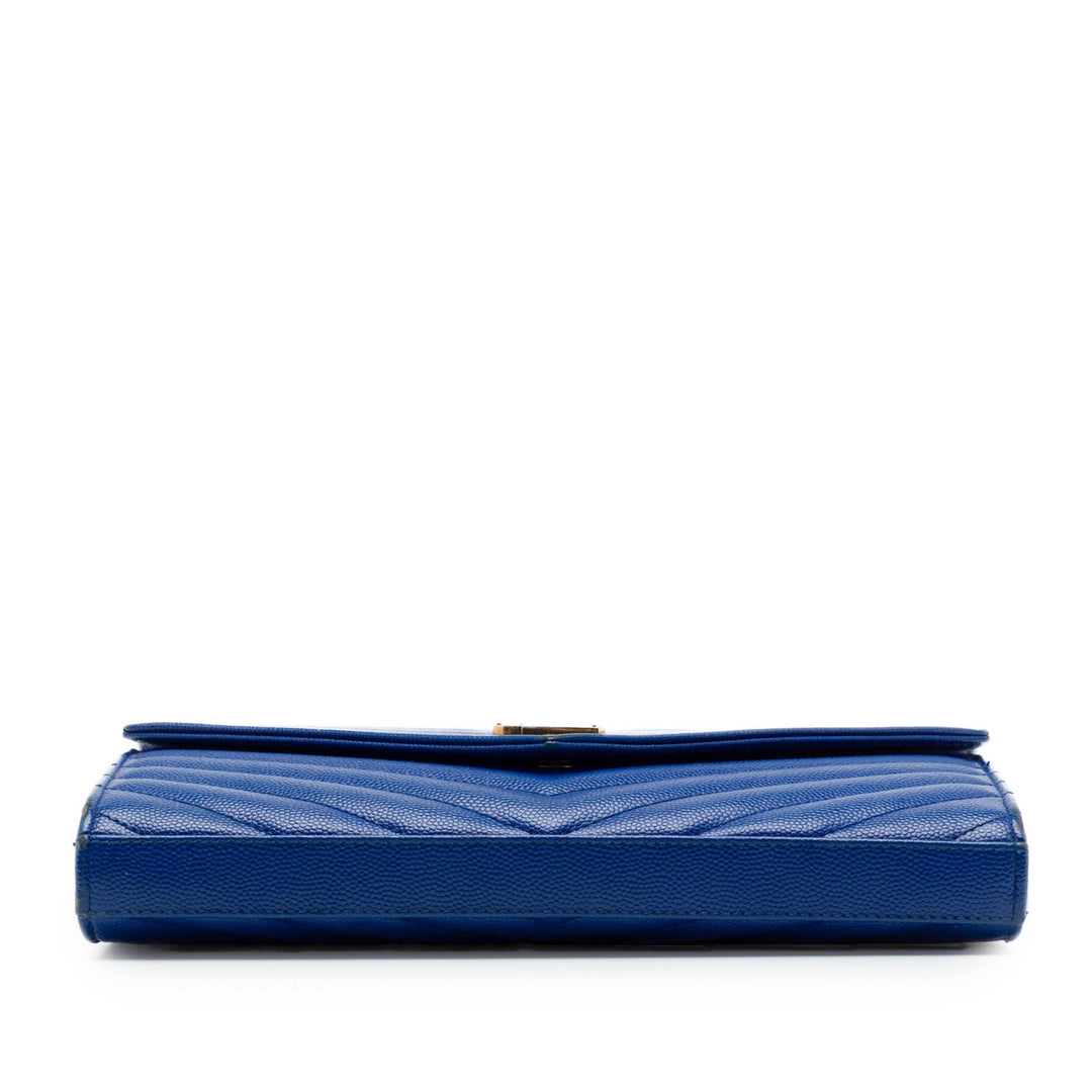 Grain De Poudre Chevron Enveloppe Chaîne Portefeuille Monogram Bleu