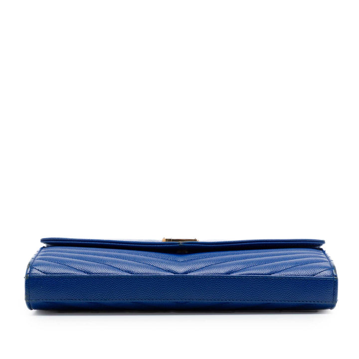 Grain De Poudre Chevron Enveloppe Chaîne Portefeuille Monogram Bleu