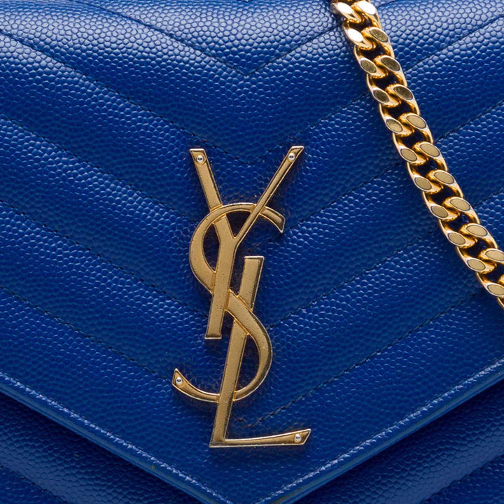 Grain De Poudre Chevron Enveloppe Chaîne Portefeuille Monogram Bleu