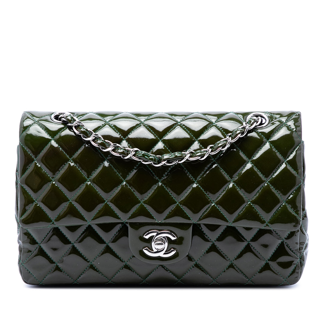 Chanel Medium Classic Cuir verni Double rabat