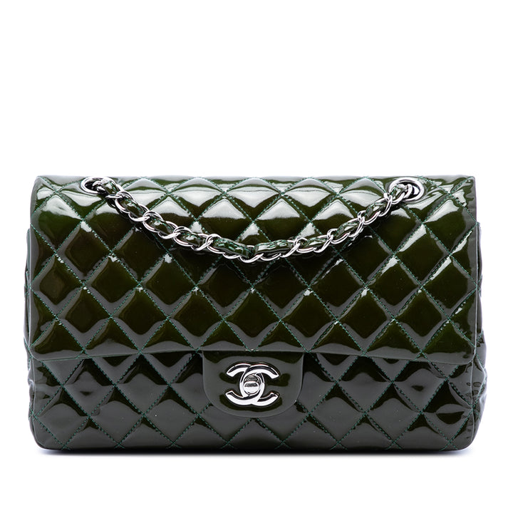Chanel Medium Classic Cuir verni Double rabat