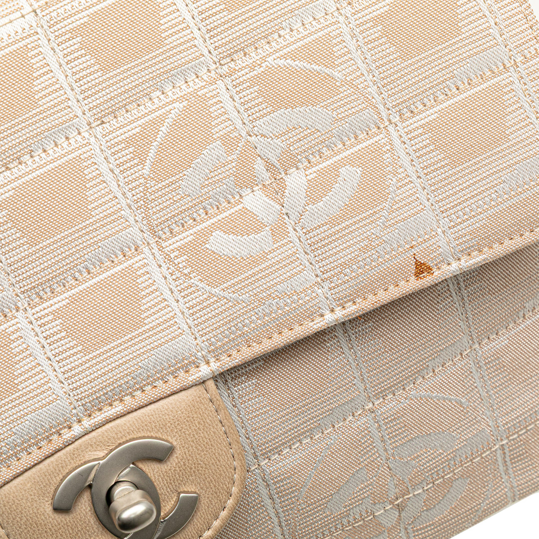 Medium New Travel Line Nylon Single Flap Brown - Gaby Paris