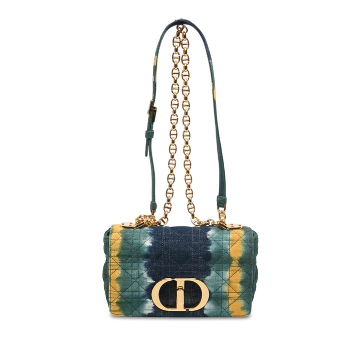 Dior Cannage Tie Dye Caro Sac Petit Jean Vert – vue principale – GABY PARIS