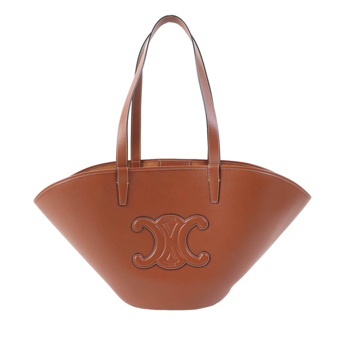 Triomphe Couffin Cabas Moyen Cuir de veau lisse Marron