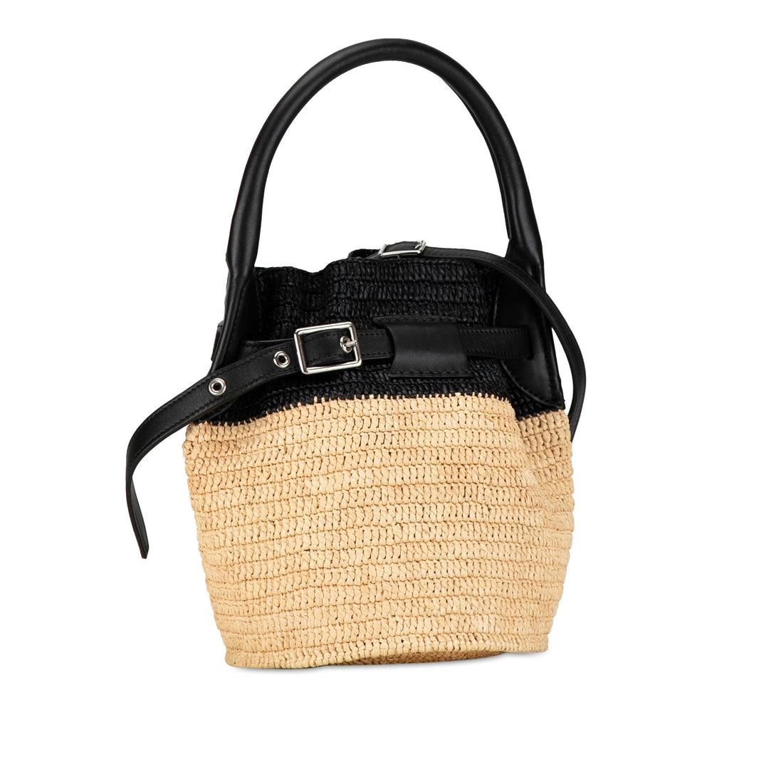 Woven Raffia Nano Bucket Bag Brown - Gaby Paris