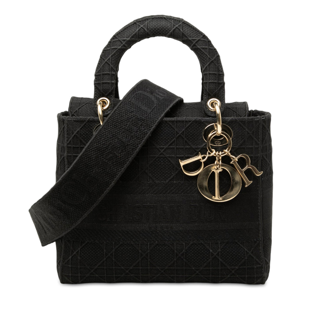 Lady D-Lite Cannage brodé Moyen Noir