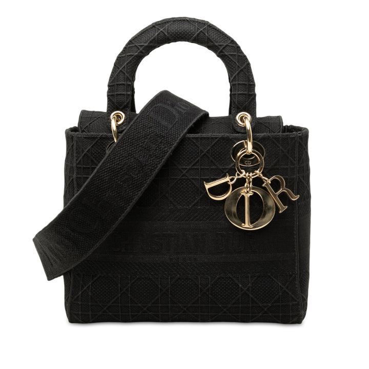 Lady D-Lite Cannage brodé Moyen Noir