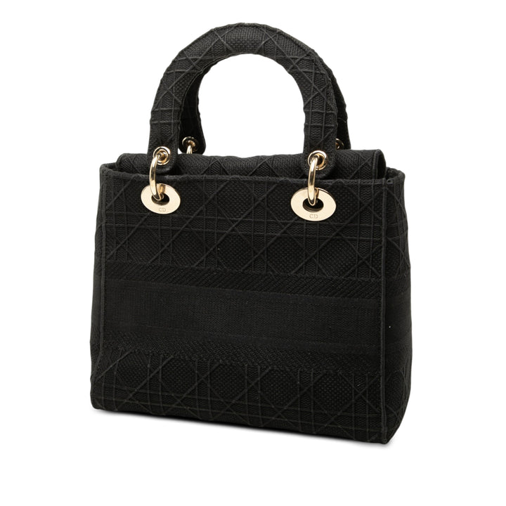 Lady D-Lite Cannage brodé Moyen Noir