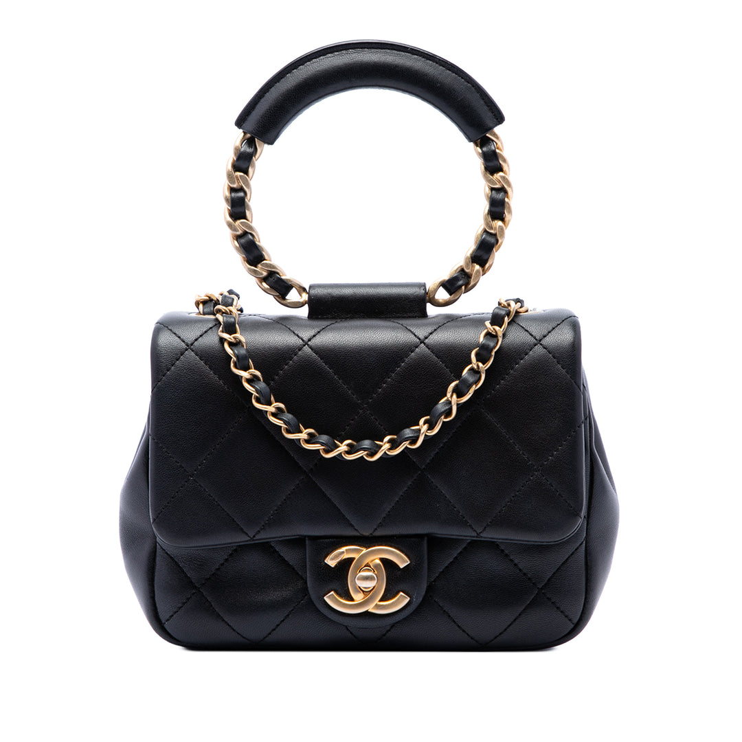 Chanel Sac à main Matelassé In The Loop à rabat Mini Cuir d'agneau Noir – vue principale – GABY PARIS