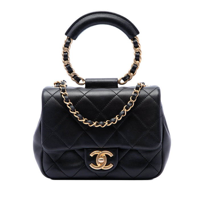 Chanel Sac à main Matelassé In The Loop à rabat Mini Cuir d'agneau Noir – vue principale – GABY PARIS