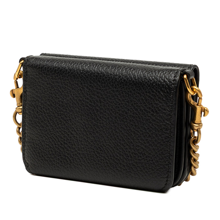 Balenciaga grainé Logo Cash Wallet on Chain Mini Cuir de veau grainé