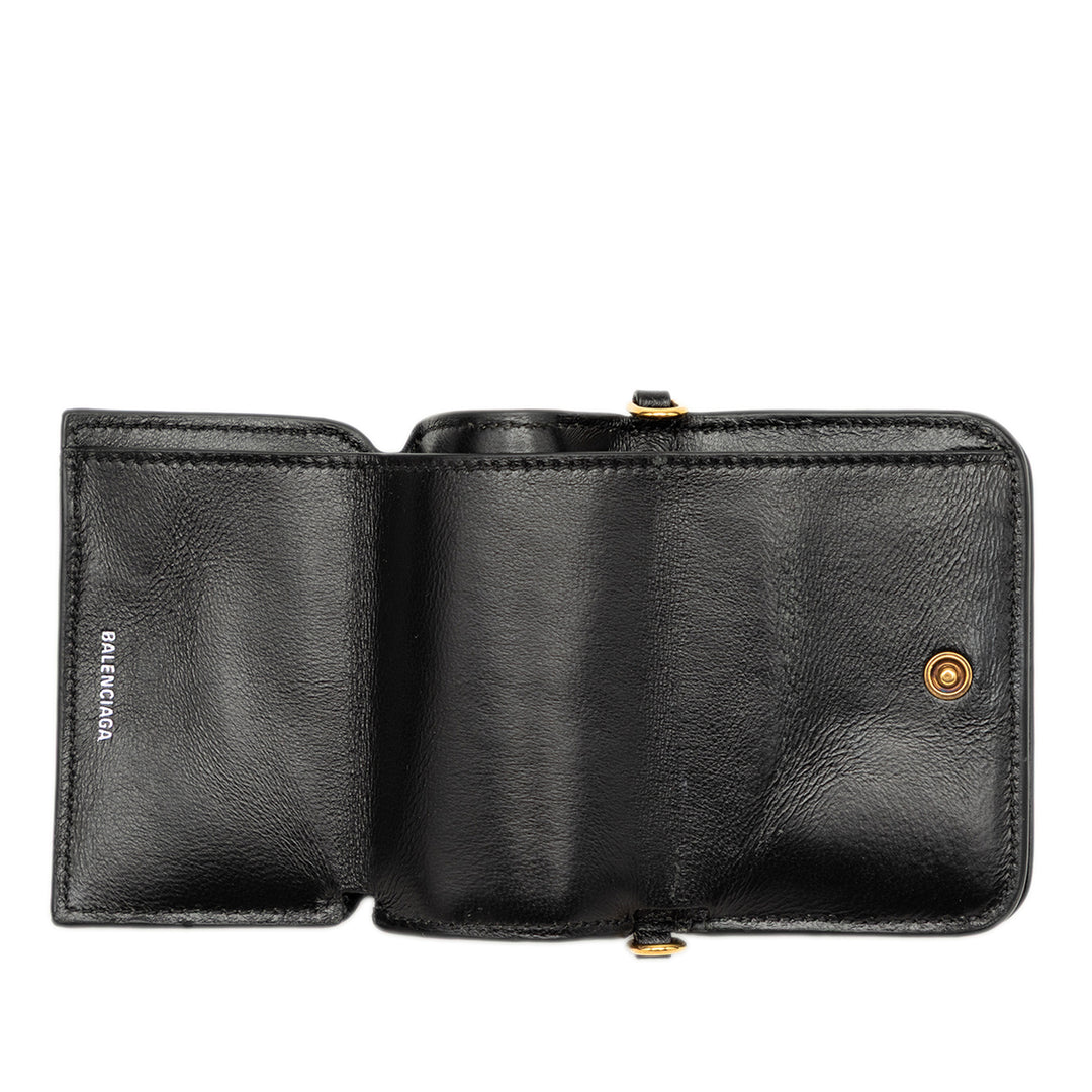 Balenciaga grainé Logo Cash Wallet on Chain Mini Cuir de veau grainé