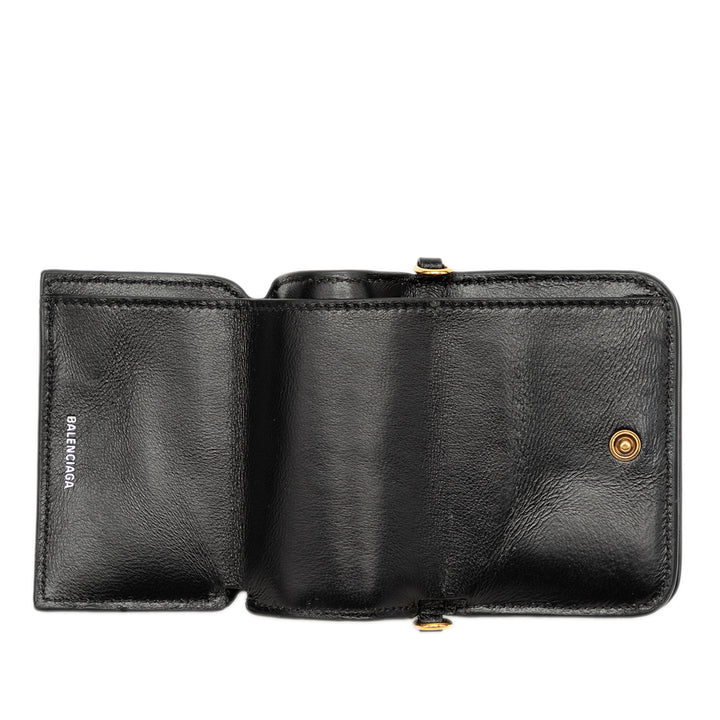 Balenciaga grainé Logo Cash Wallet on Chain Mini Cuir de veau grainé