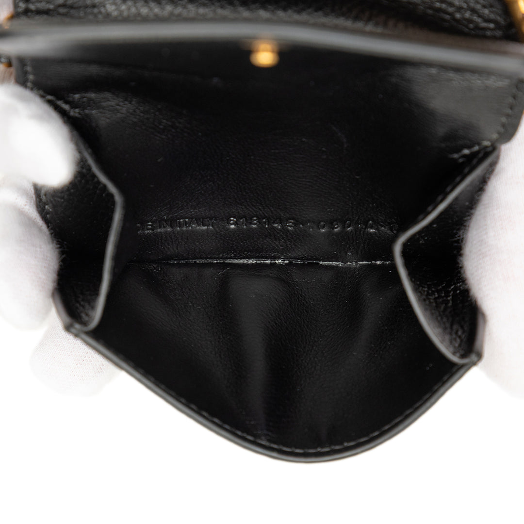 Balenciaga grainé Logo Cash Wallet on Chain Mini Cuir de veau grainé