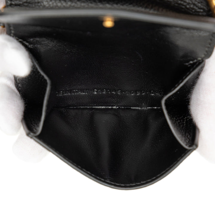 Balenciaga grainé Logo Cash Wallet on Chain Mini Cuir de veau grainé