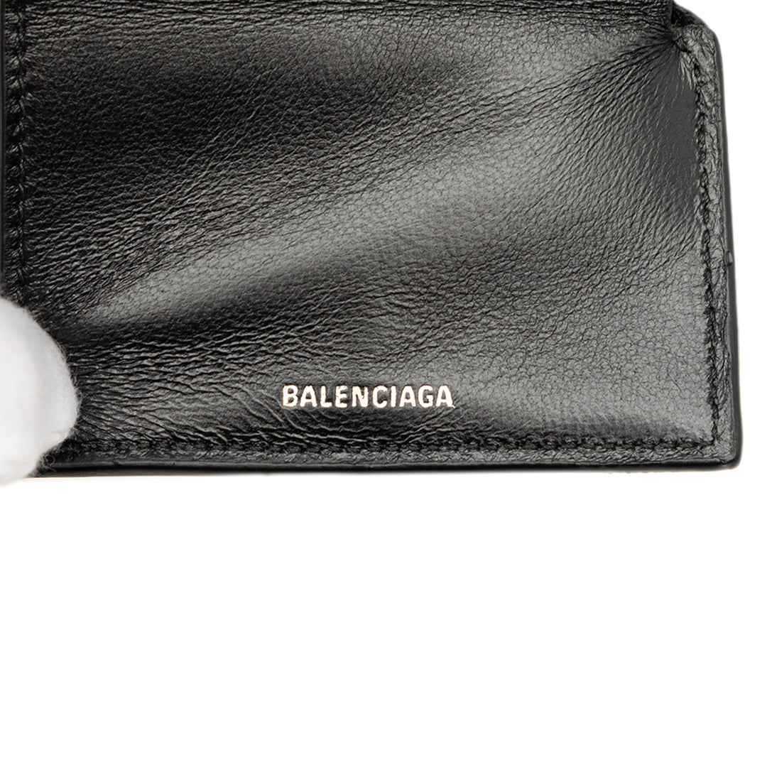 Balenciaga grainé Logo Cash Wallet on Chain Mini Cuir de veau grainé