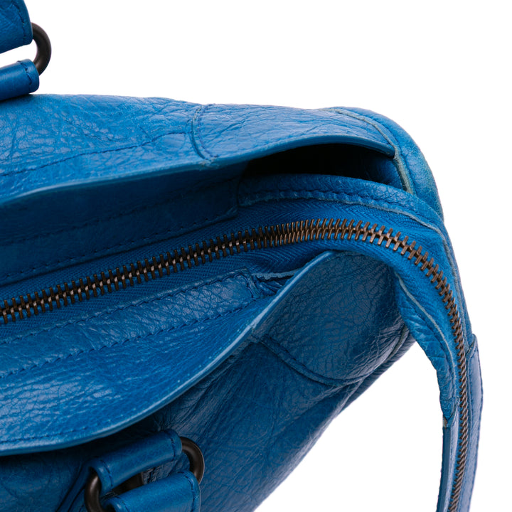 Lambskin Motocross Classic City Satchel Blue - Gaby Paris