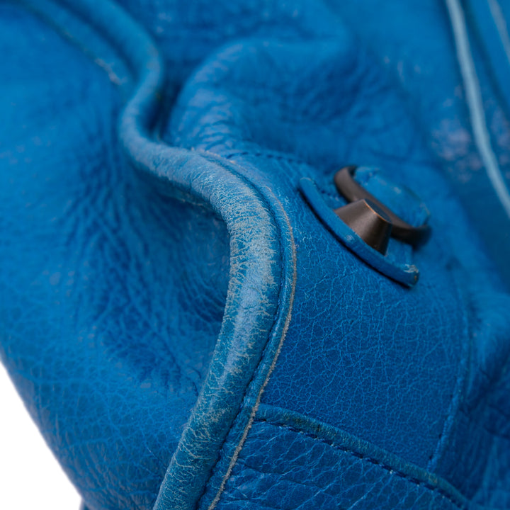 Lambskin Motocross Classic City Satchel Blue - Gaby Paris
