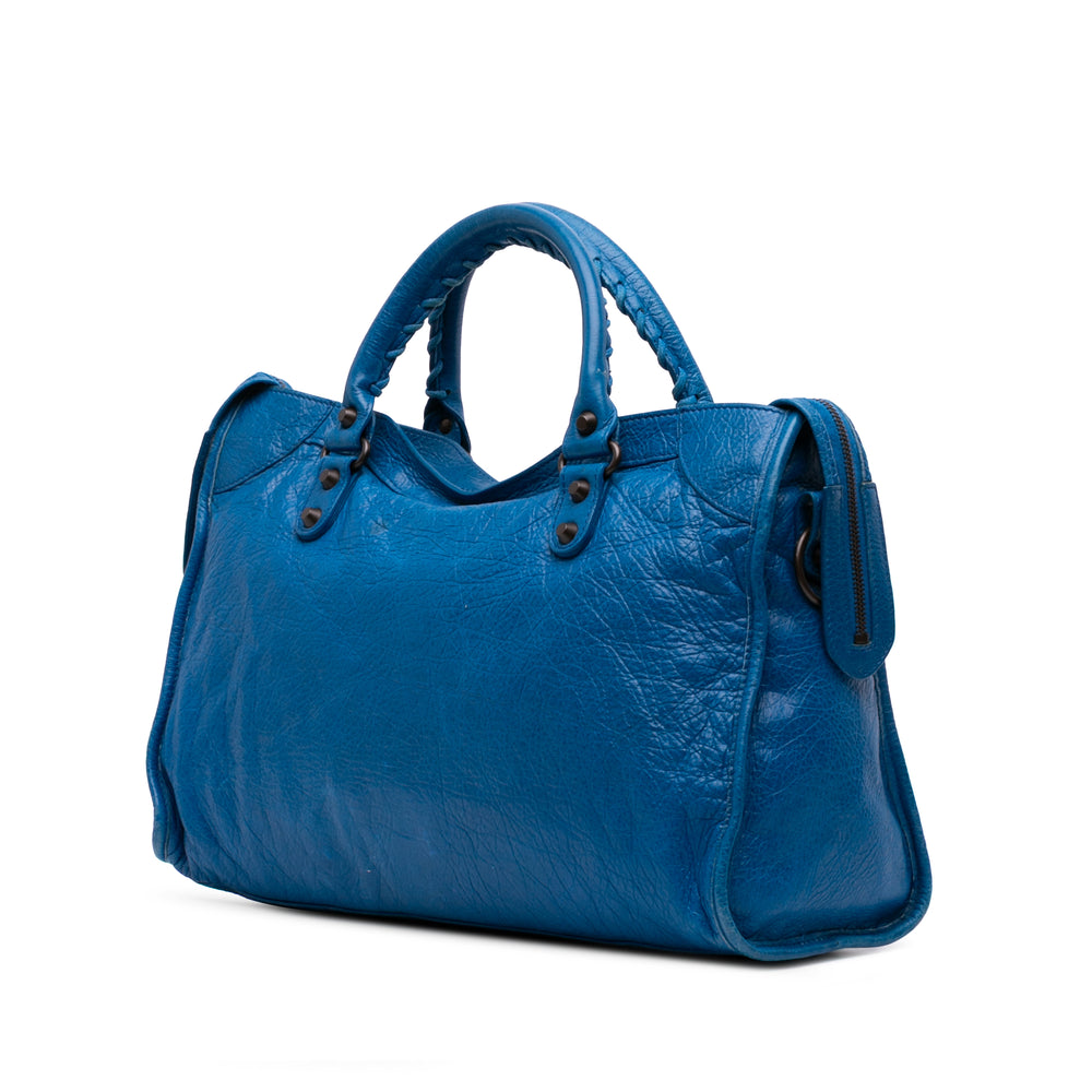 Lambskin Motocross Classic City Satchel Blue - Gaby Paris