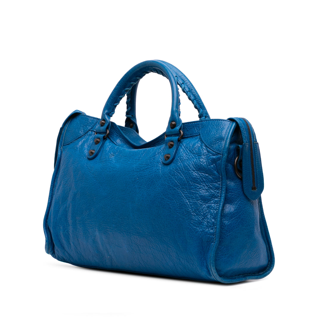 Lambskin Motocross Classic City Satchel Blue - Gaby Paris