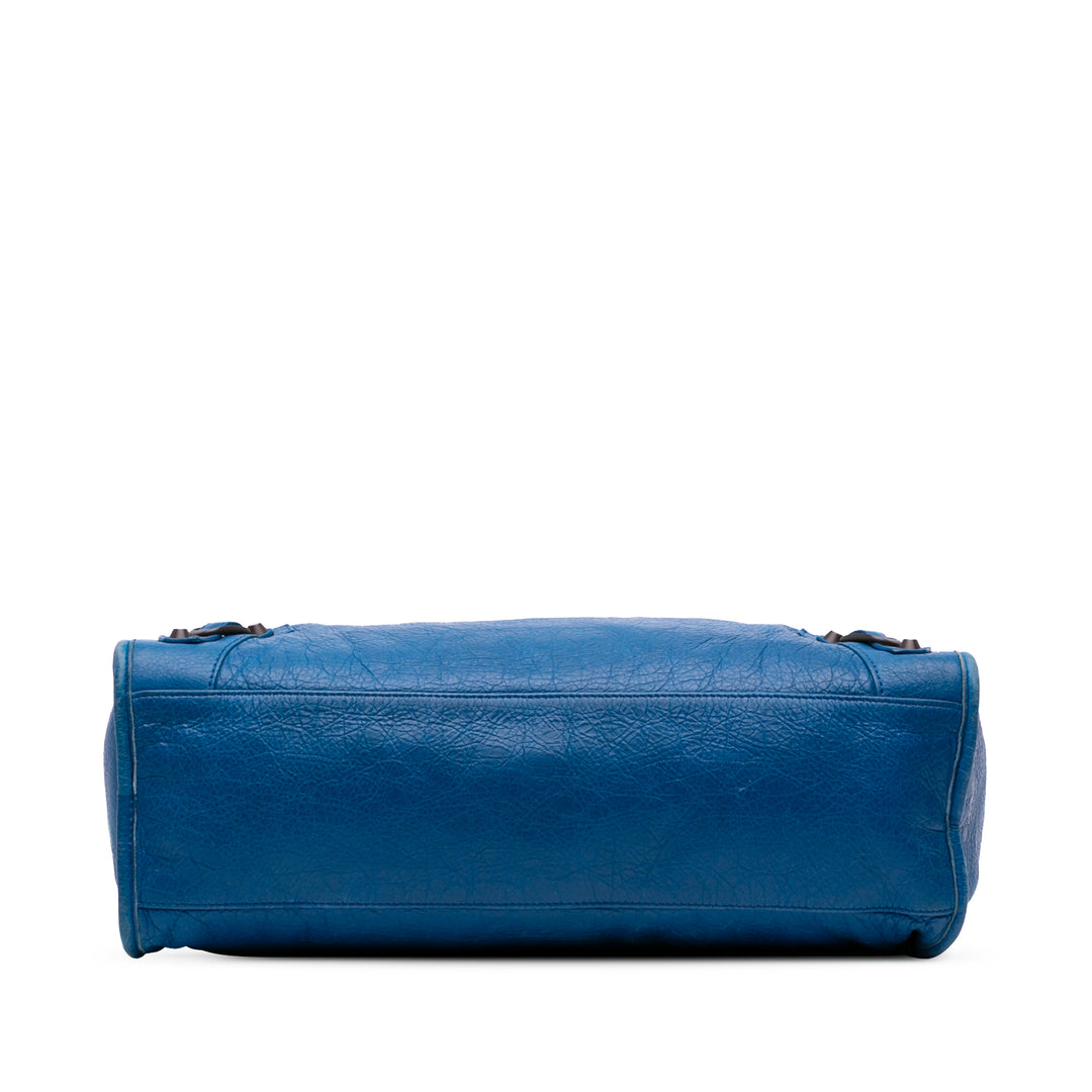 Lambskin Motocross Classic City Satchel Blue - Gaby Paris