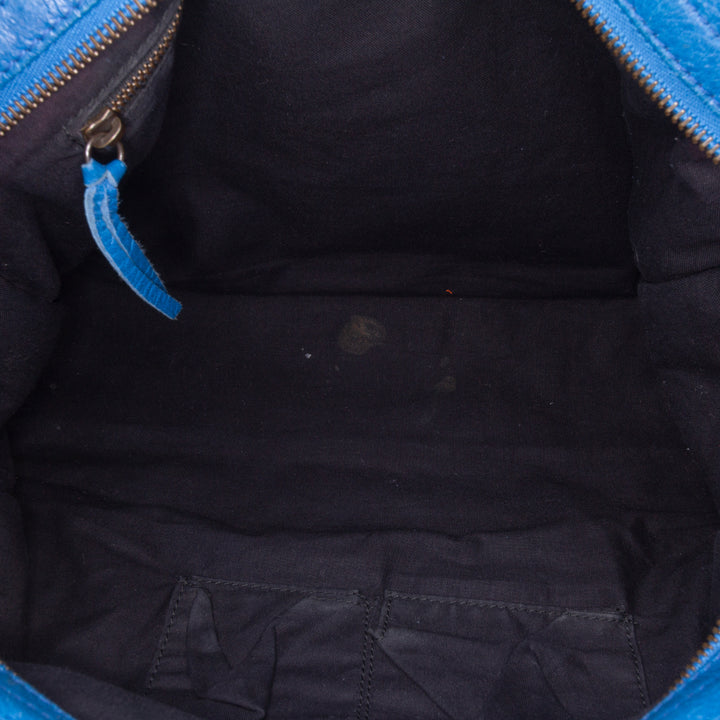 Lambskin Motocross Classic City Satchel Blue - Gaby Paris