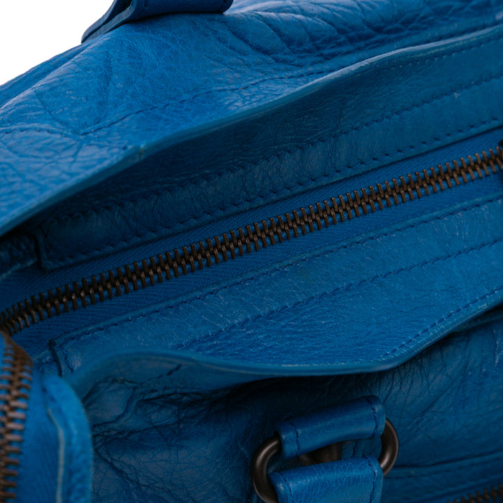 Lambskin Motocross Classic City Satchel Blue - Gaby Paris