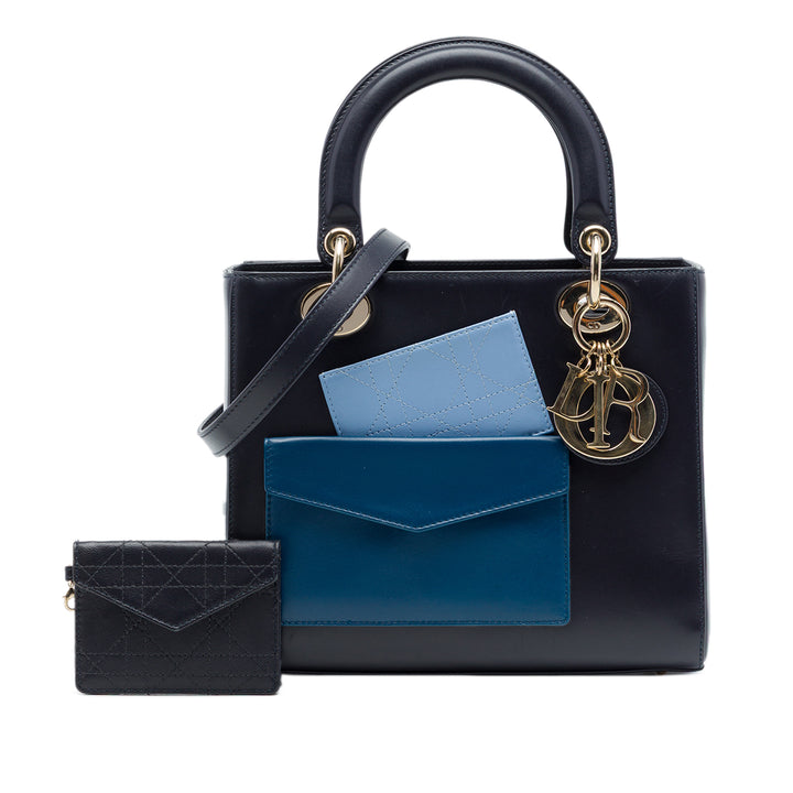 Dior Sac à main Poches Lady Dior Moyen Cuir de veau Bleu – vue 7 – GABY PARIS