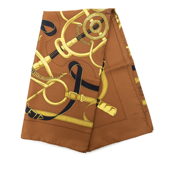 Hermès Eperon D Or Foulard 90 Marron – vue principale – GABY PARIS