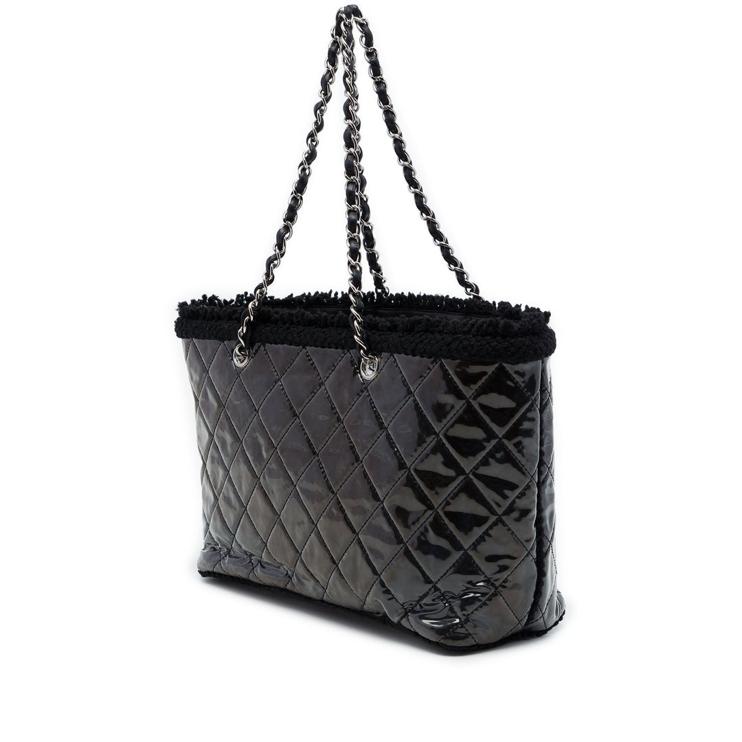 Chanel Matelassé et PVC Funny Cabas Petit Tweed Noir – vue 2 – GABY PARIS